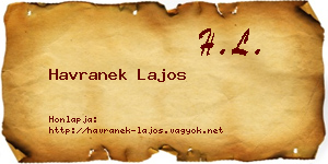 Havranek Lajos névjegykártya